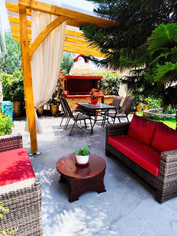 Shaded pergola lounge in the garden